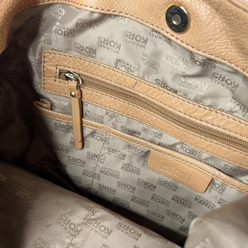 Michael Kors Austin Pebbled Leather Shoulder‎ Tote Bag Brown Slouchy Hobo